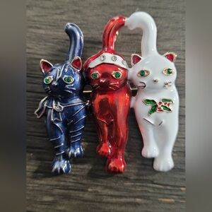 Vintage Patriotic Cats 4th of July Pin Brooch